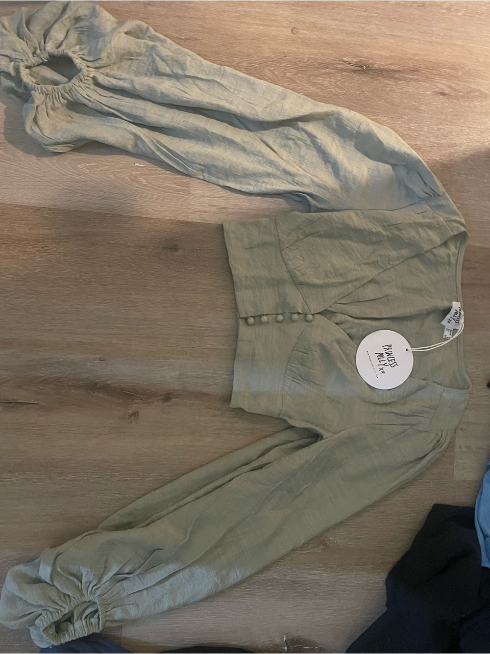Princess Polly green linen top
